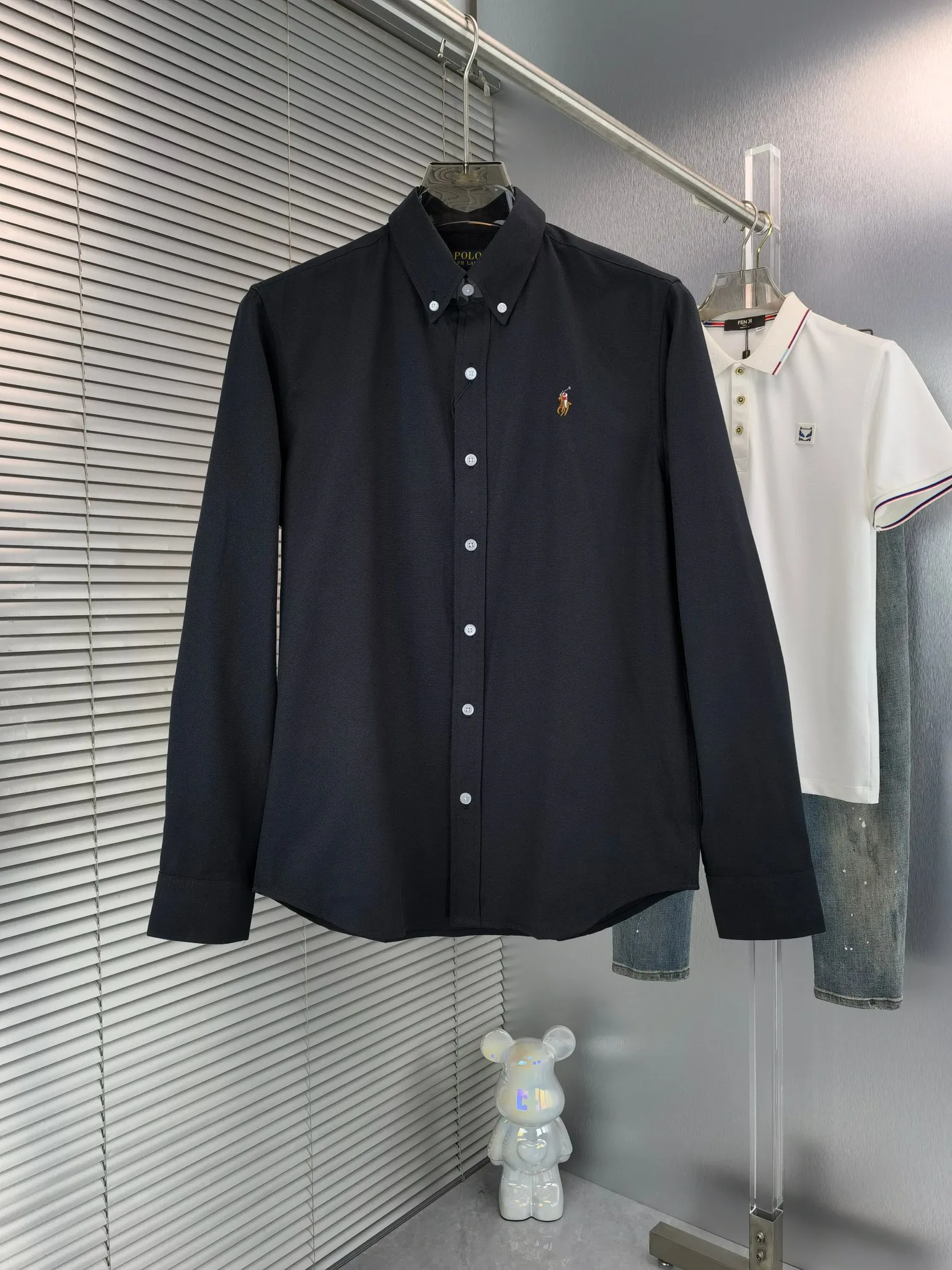 P210 🌸 (11 colors) Ralph Lauren polo long-sleeved classic popular shirt, collection picture➕detail picture❗Pure cotton Oxford fabric, the material is crisp and textured, not soft at all, and the upper body is stylish❗️❗️ Color: Picture color, Size: M---xxL